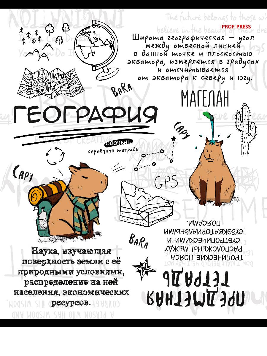 Тетрадь предметная 48л клетка мелов.картон Капибара География лен PROF-PRESS 48-0034
Тетрадь предметная 48л клетка мелов.картон Капибара География лен PROF-PRESS 48-0034