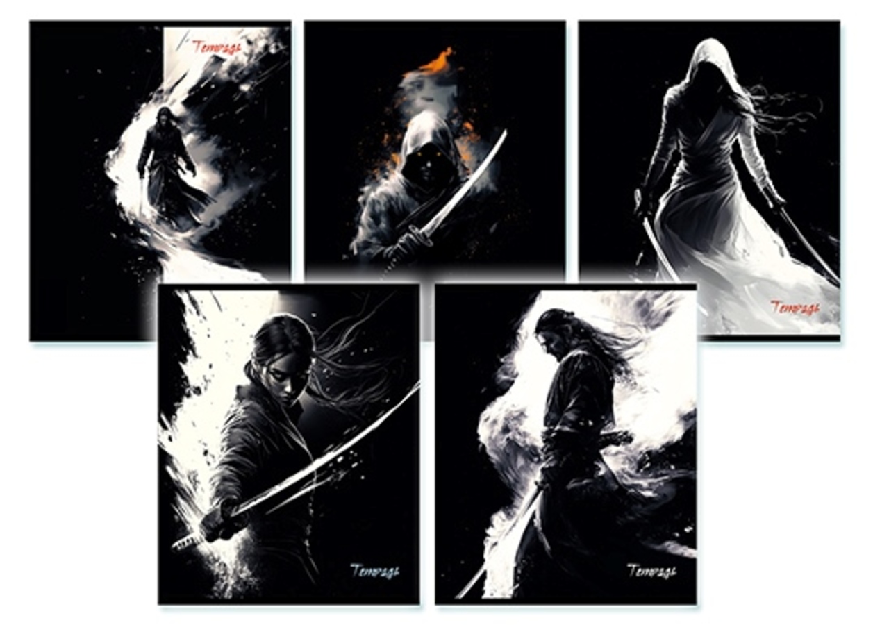 Тетрадь А5 48л клетка скрепка мелов.картон Таинственные воины ассорти 5 диз. АППЛИКА С9299-12 
Тетрадь А5 48л клетка скрепка мелов.картон Таинственные воины ассорти 5 диз. АППЛИКА С9299-12