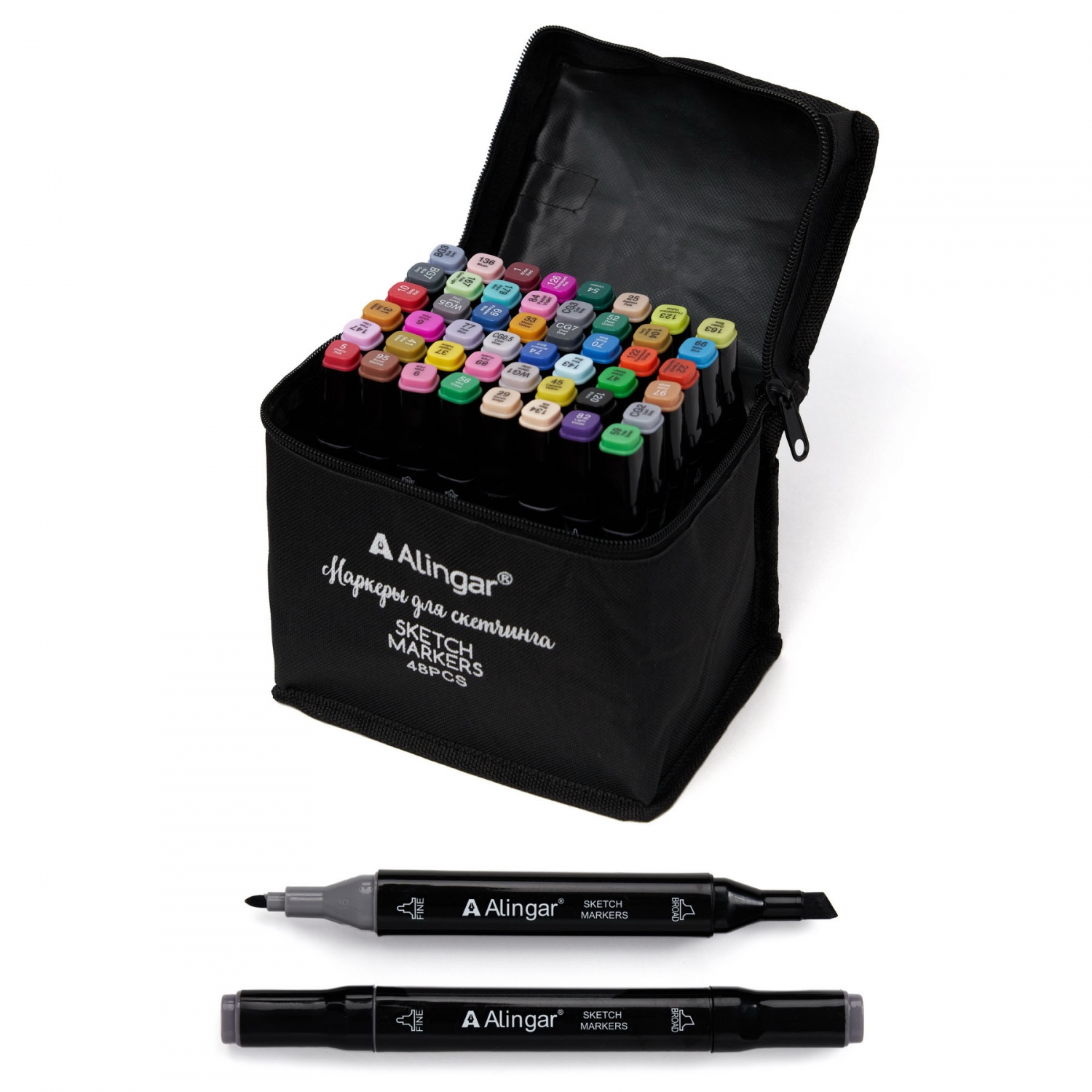 Маркеры для скетчинга двухсторонние 48цв ALINGAR AL7498 
Маркеры для скетчинга двухсторонние 48цв ALINGAR AL7498