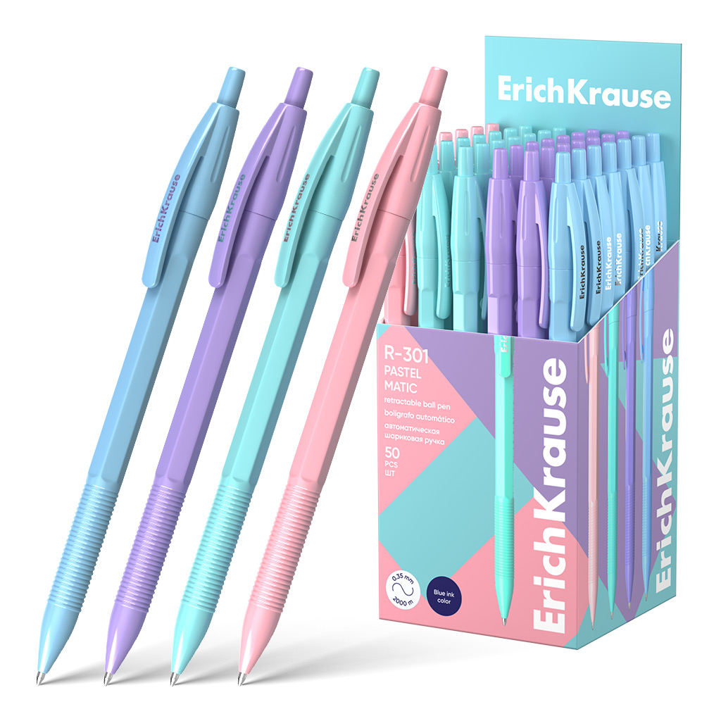 Ручка шариковая автоматическая синяя 0,7мм R-301 Matic Pastel ассорти ERICH KRAUSE 60982
Ручка шариковая автоматическая синяя 0,7мм R-301 Matic Pastel ассорти ERICH KRAUSE 60982