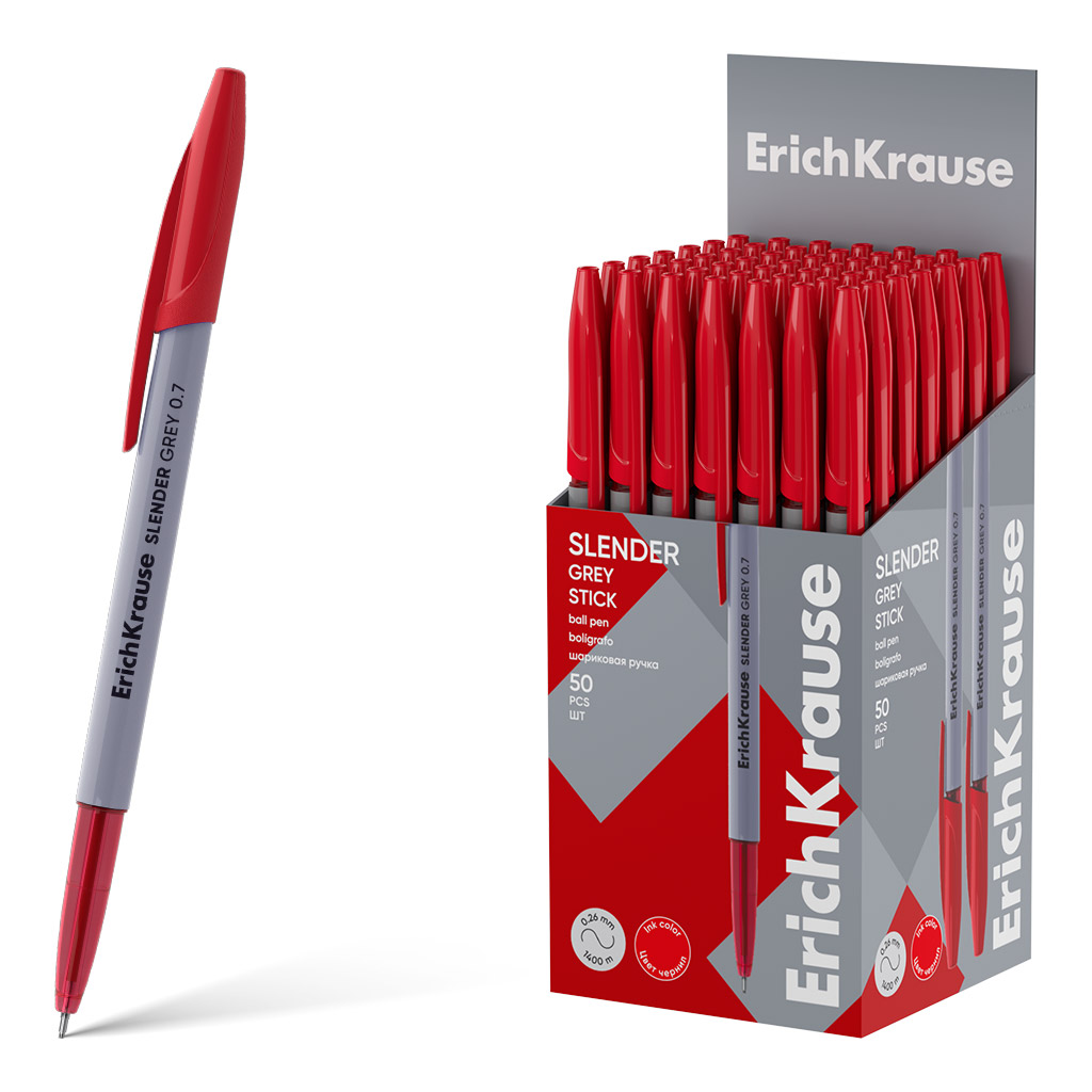 Ручка шариковая красная 0,7мм Slender Stick Grey Super Glide Technology ERICH KRAUSE 63085
Ручка шариковая красная 0,7мм Slender Stick Grey Super Glide Technology ERICH KRAUSE 63085