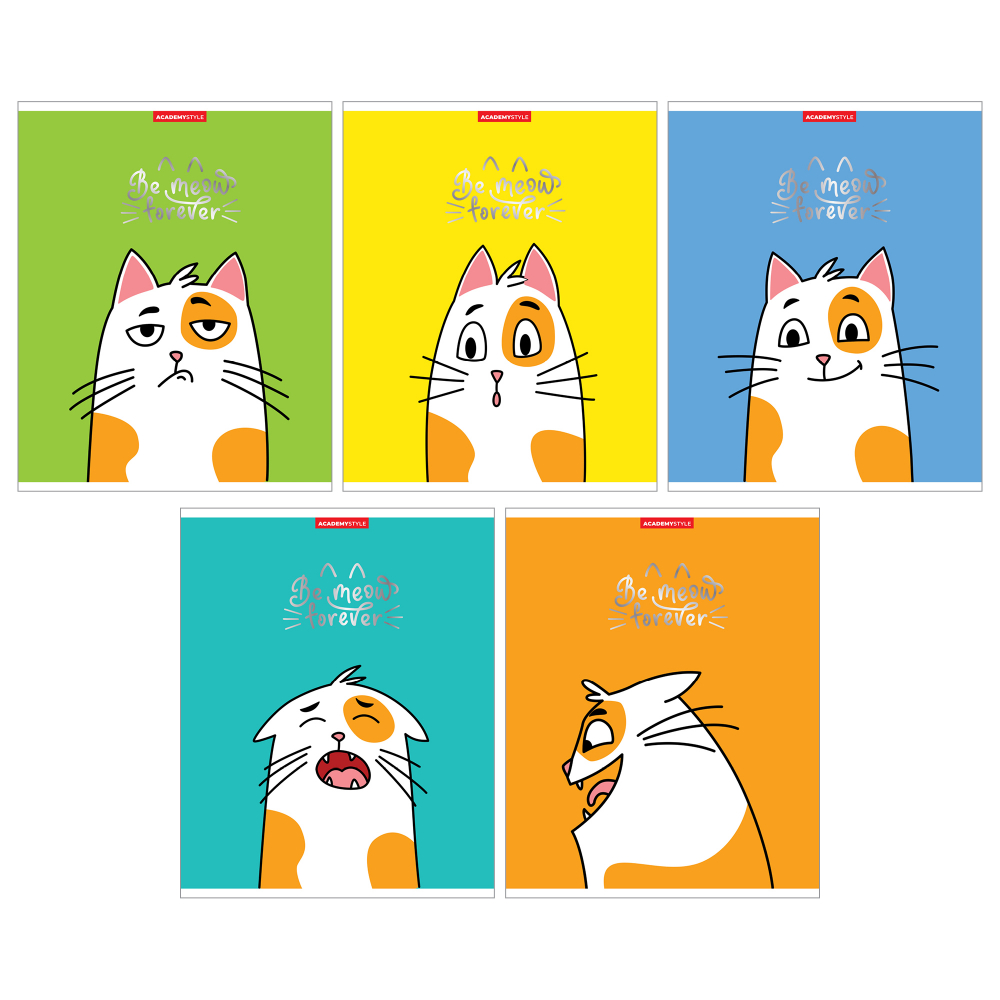 Тетрадь А5 48л клетка скрепка мелов.картон Мяукай вечно! тисн.фольгой ассорти ACADEMY STYLE 14083/5
Тетрадь А5 48л клетка скрепка мелов.картон Мяукай вечно! тисн.фольгой ассорти ACADEMY STYLE 14083/5