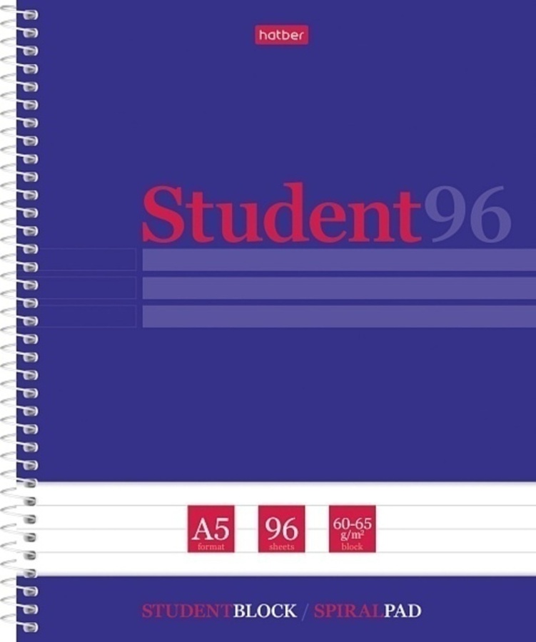 Тетрадь А5 96л линия спираль мелов.картон Однотон Студенту синяя мат.лам. HATBER 96Т5лтВ2сп_29868
Тетрадь А5 96л линия спираль мелов.картон Однотон Студенту синяя мат.лам. HATBER 96Т5лтВ2сп_29868