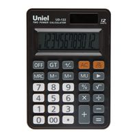 Калькулятор настольный 12 разряд. 2-е пит. черный Uniel UD-181K (универсальный) Калькулятор настольный 12 разряд. 2-е пит. черный Uniel UD-181K (универсальный)