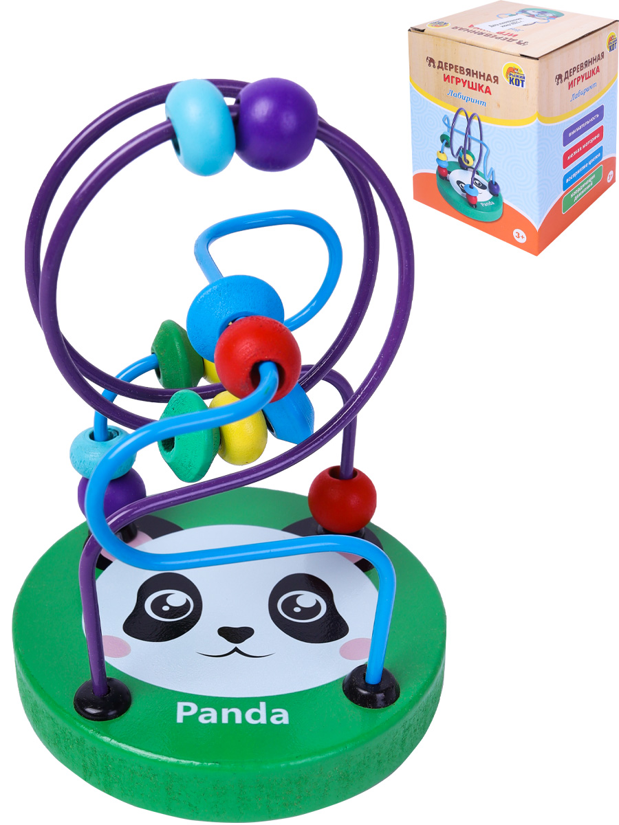 Игрушка деревянная Лабиринт Панда 9х9х12см в коробке 274₽