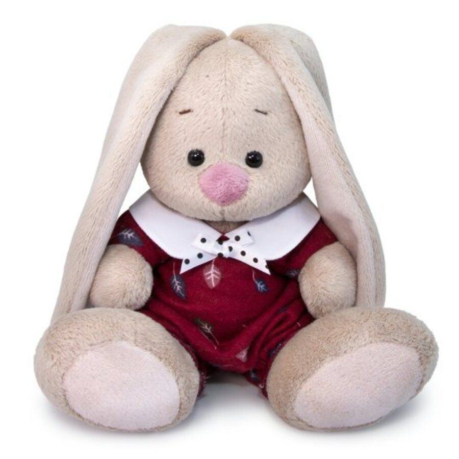 

Игрушка мягкая Зайка Ми в комбинезоне с листочками /малыш/ 15см