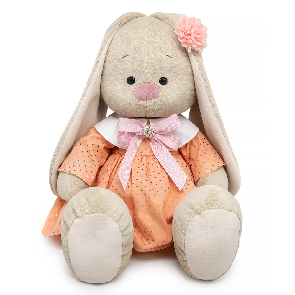 

Игрушка мягкая Зайка Ми в персиковом платье /большой 34см