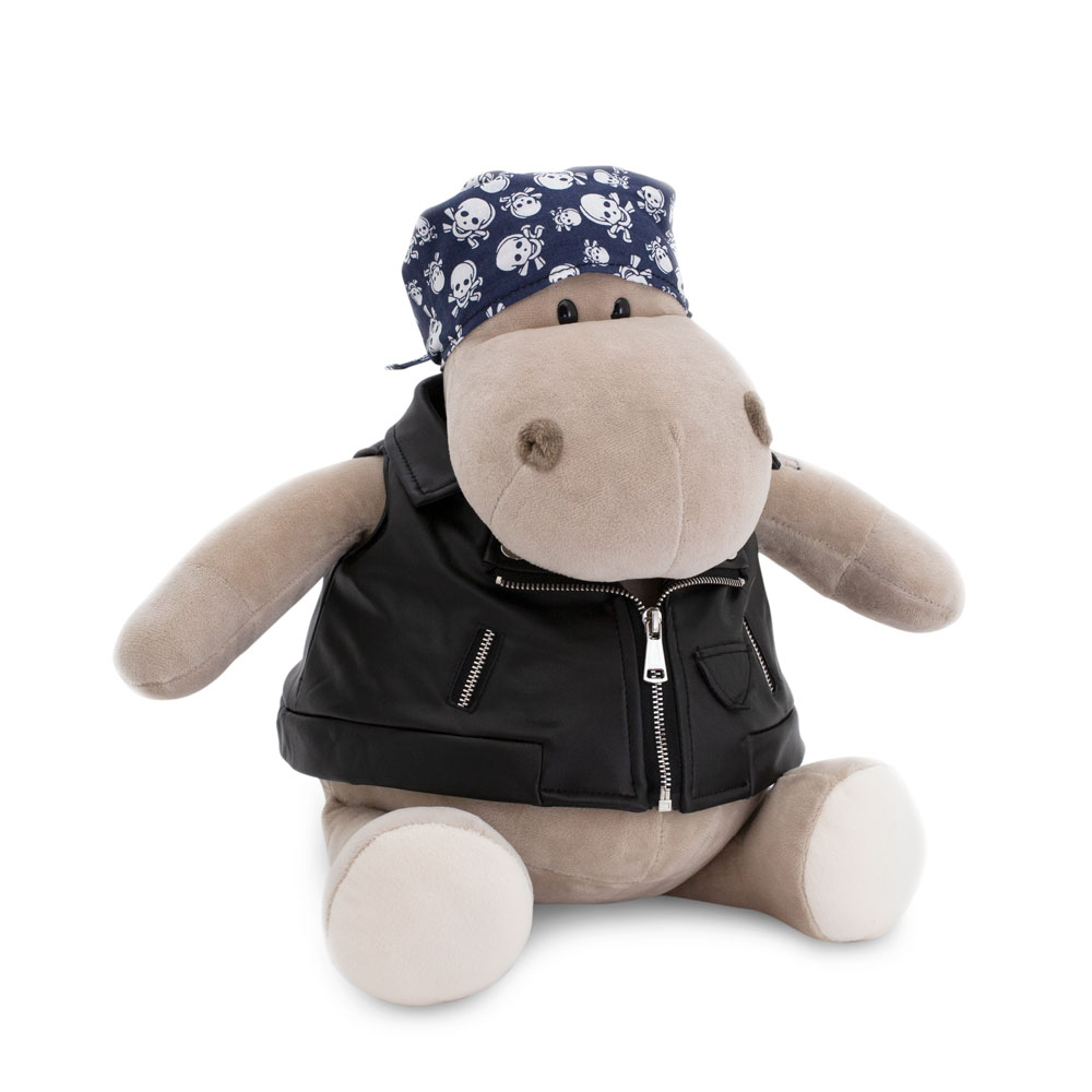 

Игрушка мягкая Бегемот Байкер 30см