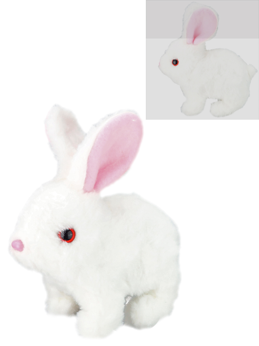 

Игрушка мягкая интерактивная Кролик белый /ходит, звук/ 15,5см