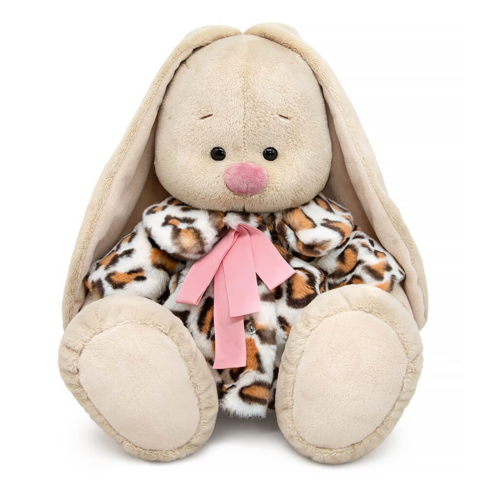 

Игрушка мягкая Зайка Ми Большой в шубе с леопардовым принтом 34см