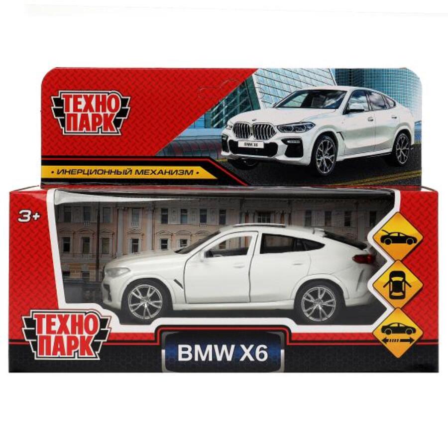 

Машина металл BMW X6 12см двери, багажник, инерция, белый ТЕХНОПАРК X6-12-WH