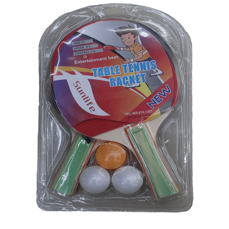 Набор для игры в настольный теннис 2 ракетки 3 шарика толщина 7мм в блистере РЫЖИЙ КОТ AN01001 273₽