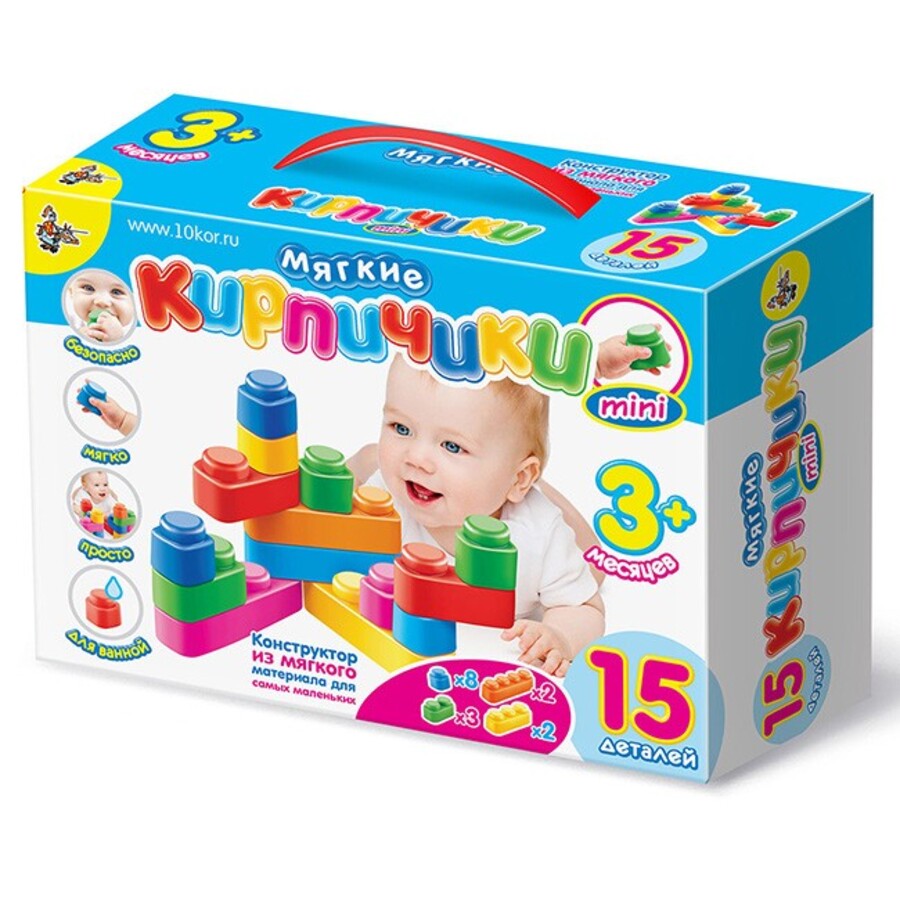 

Конструктор мягкий Кирпичики мини 15 деталей ДЕСЯТОЕ КОРОЛЕВСТВО 02672
