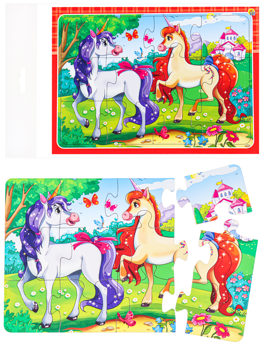 Ферма (арт. Пазл 12 эл. Рамка-вкладыш крона "репка". "яркие ламы №3". Пазл 12 деталей.