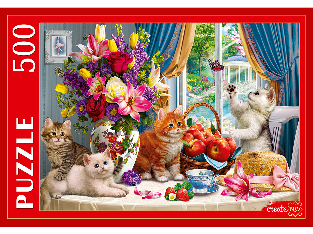 Пазлы 500 элементов Пушистые котята в гостиной РЫЖИЙ КОТ ФП500-5885 225₽