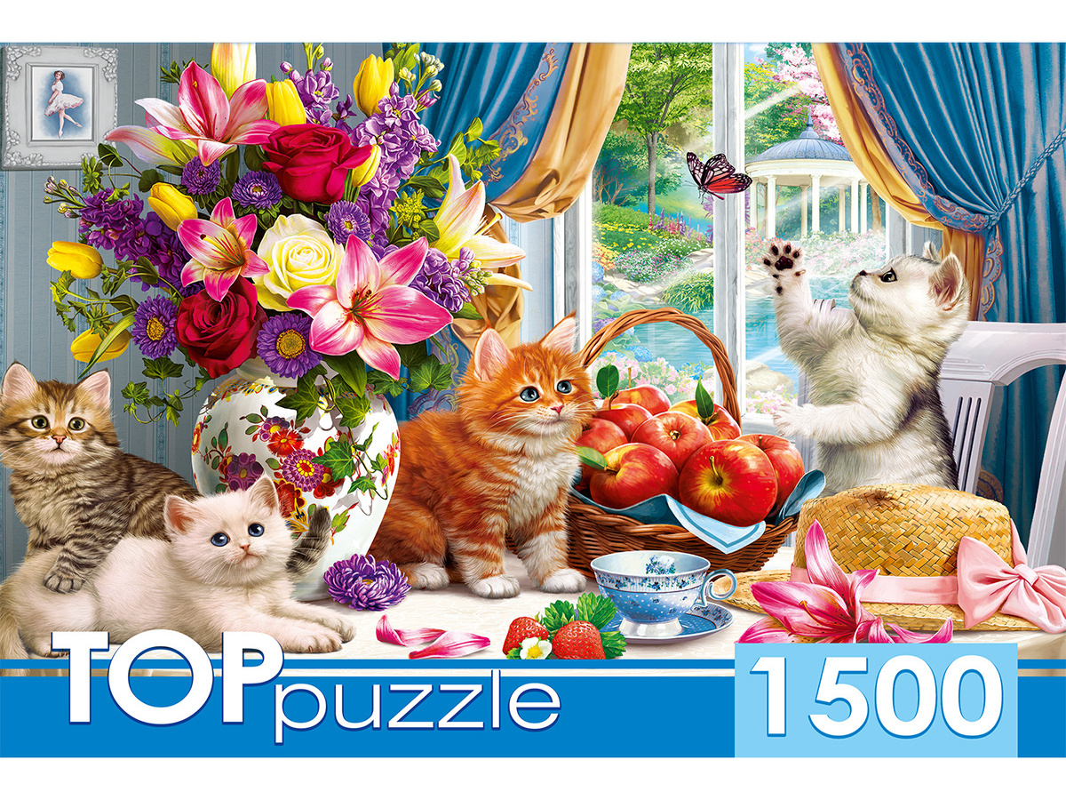

Пазлы 1500 элементов Милые котята в гостиной TOPpuzzle ХТП1500-1590