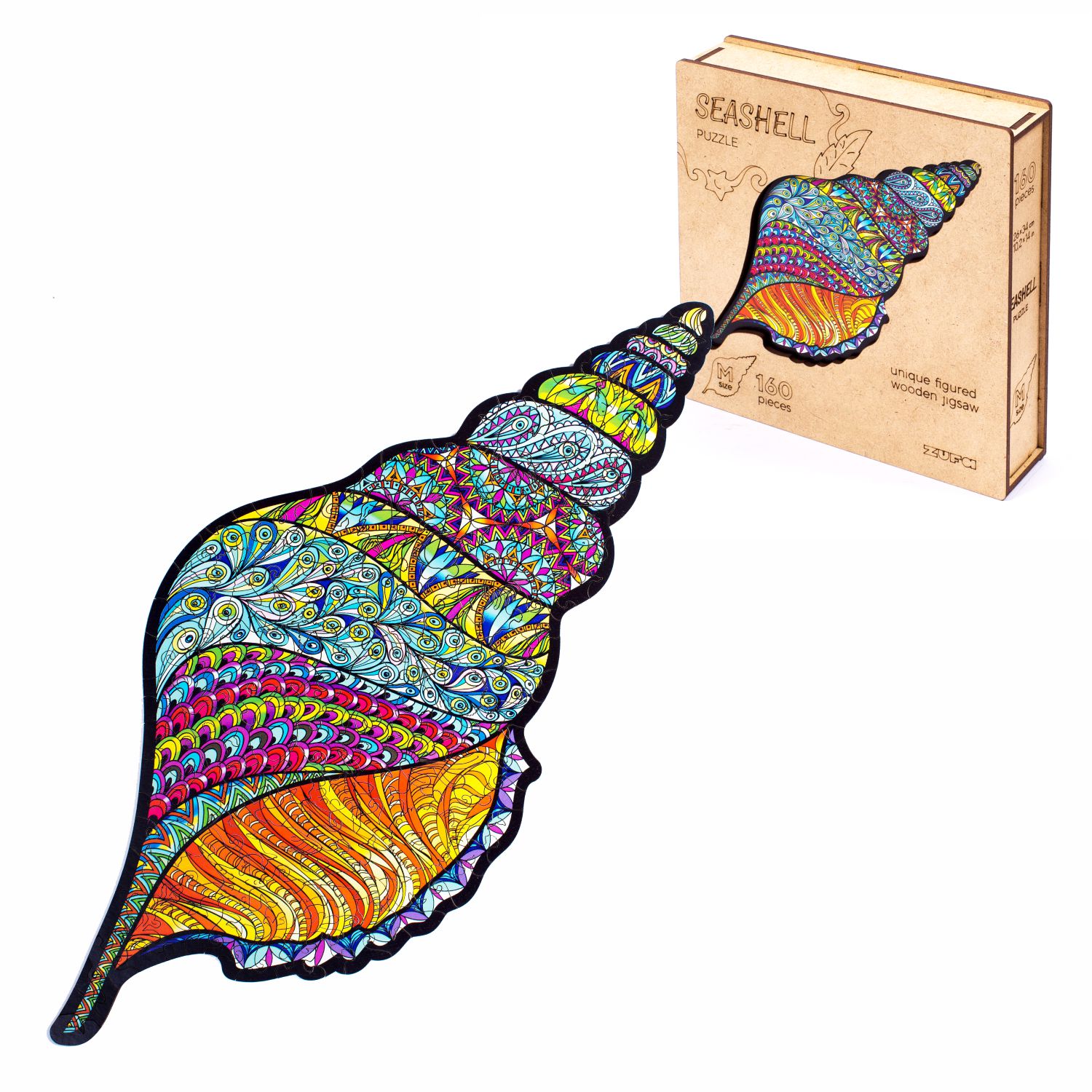 Пазлы 160 элементов деревянные с двухслойной крышкой Ракушка М ZUFA Z142-2