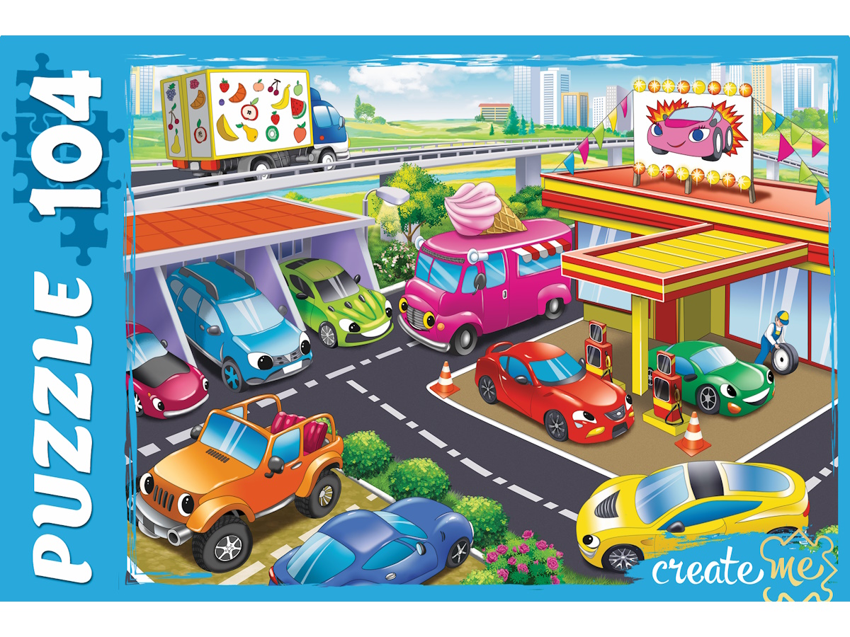 Пазлы 104 элемента Веселая парковка РЫЖИЙ КОТ ПУ104-7714 105₽