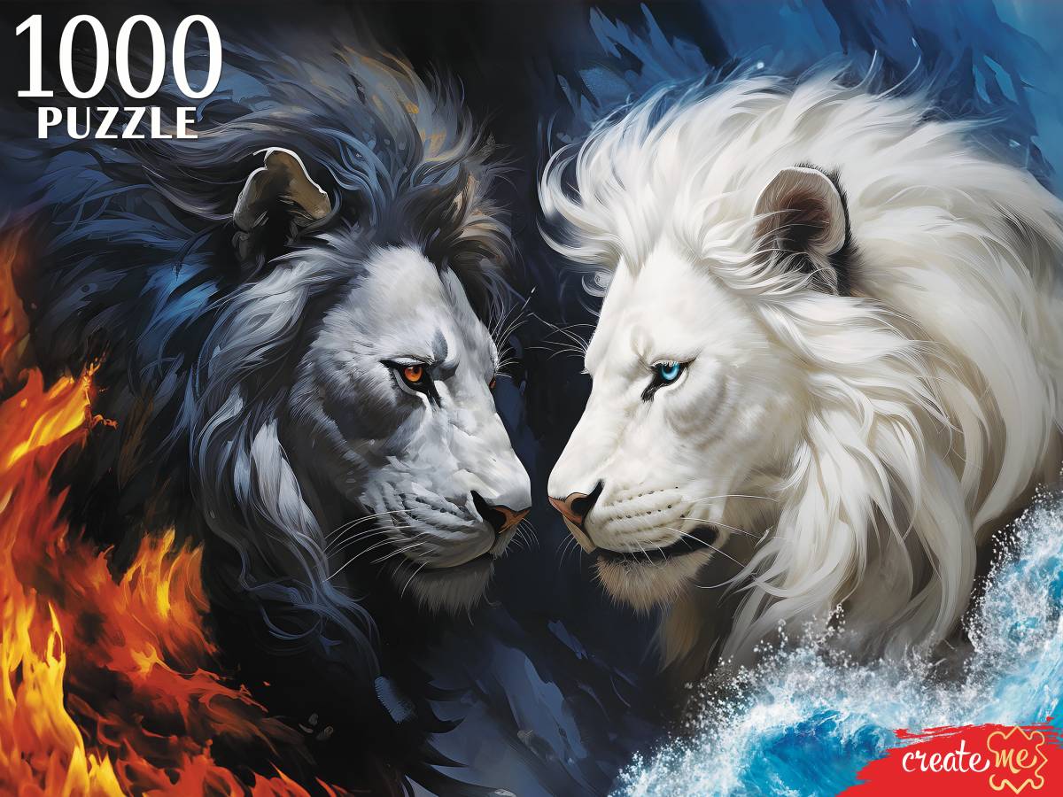 

Пазлы 1000 элементов Черный и белый лев РЫЖИЙ КОТ П1000-3062