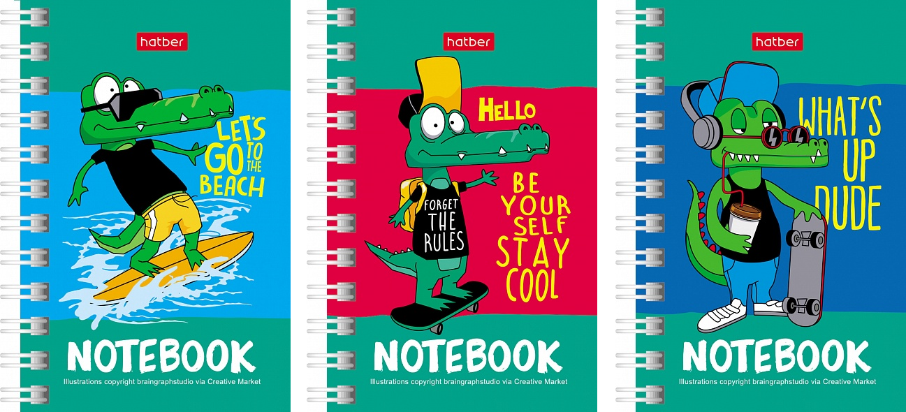 

Книжка записная А7 40л клетка гребень Croco Boys HATBER 40ЗК7В1гр