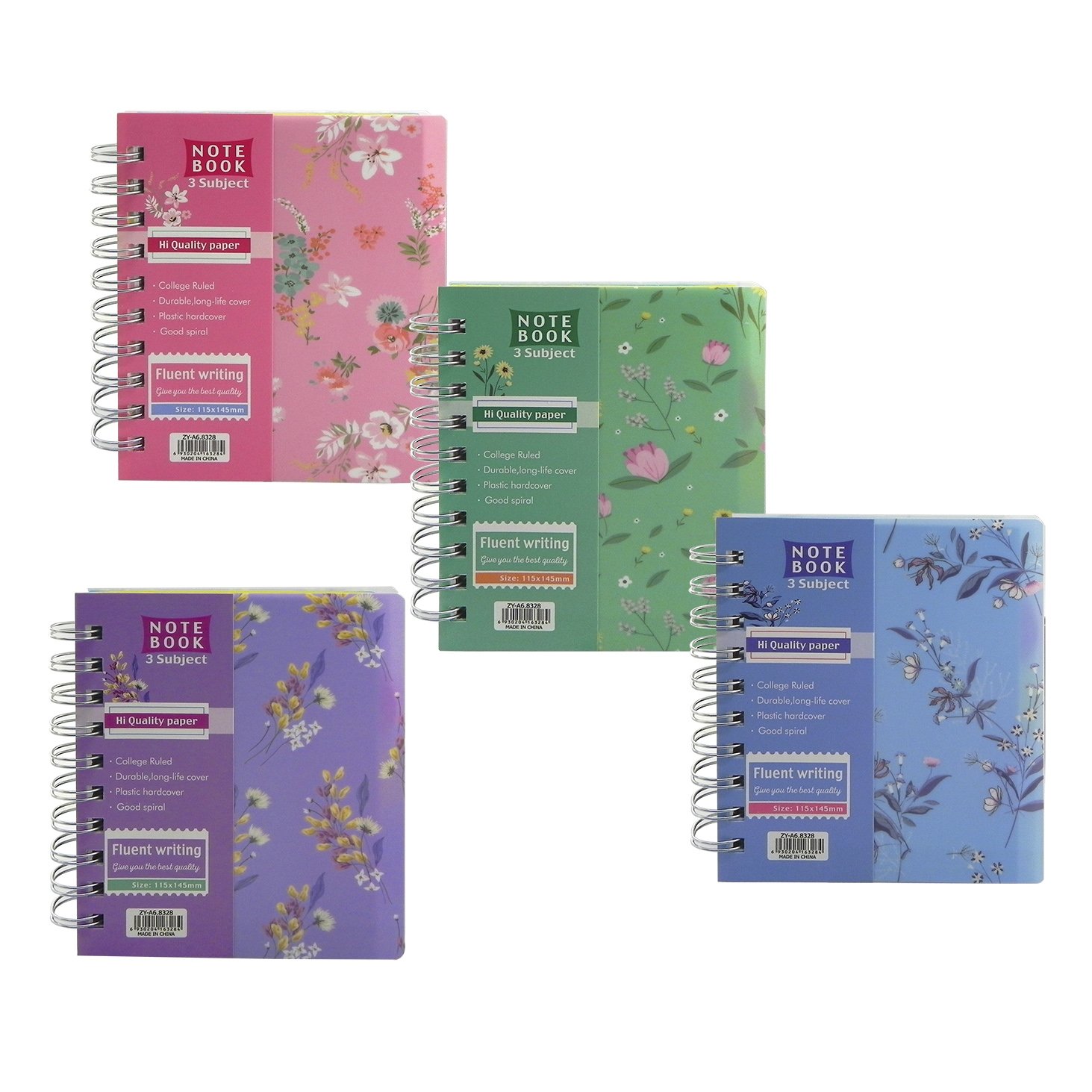 

Книжка записная А6 120л клетка гребень пласт.обл. Нежные цветы с разделит. ассорти ALINGAR AL10555