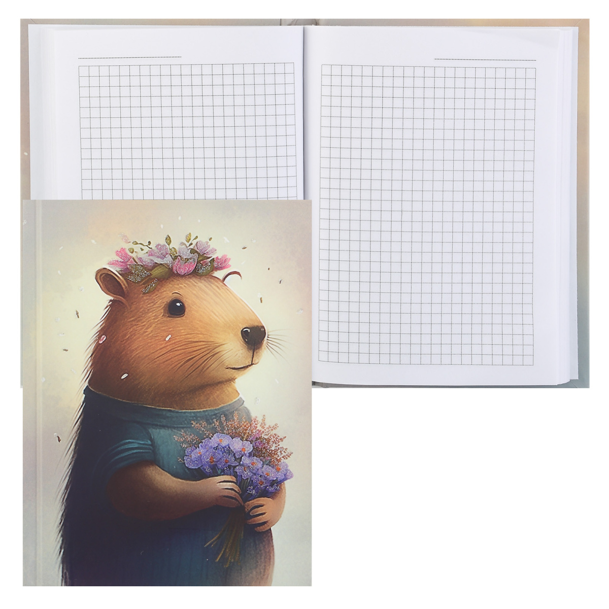 

Книжка записная А6 80л клетка тв.обл. Капибара мат.лам. глиттер ACADEMY STYLE 14407