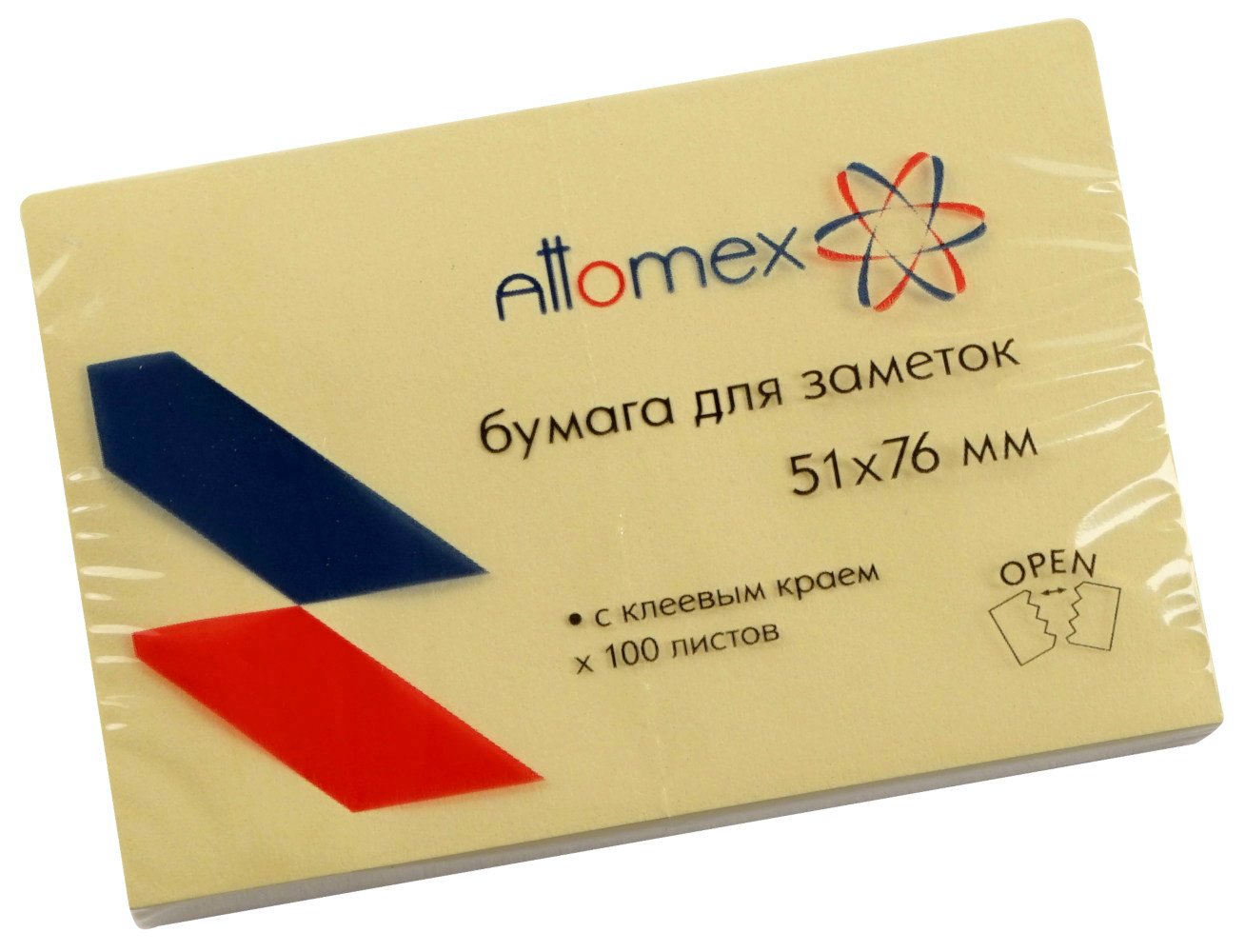 

Блок клейкий 51х76мм 100л желтый ATTOMEX 2010301