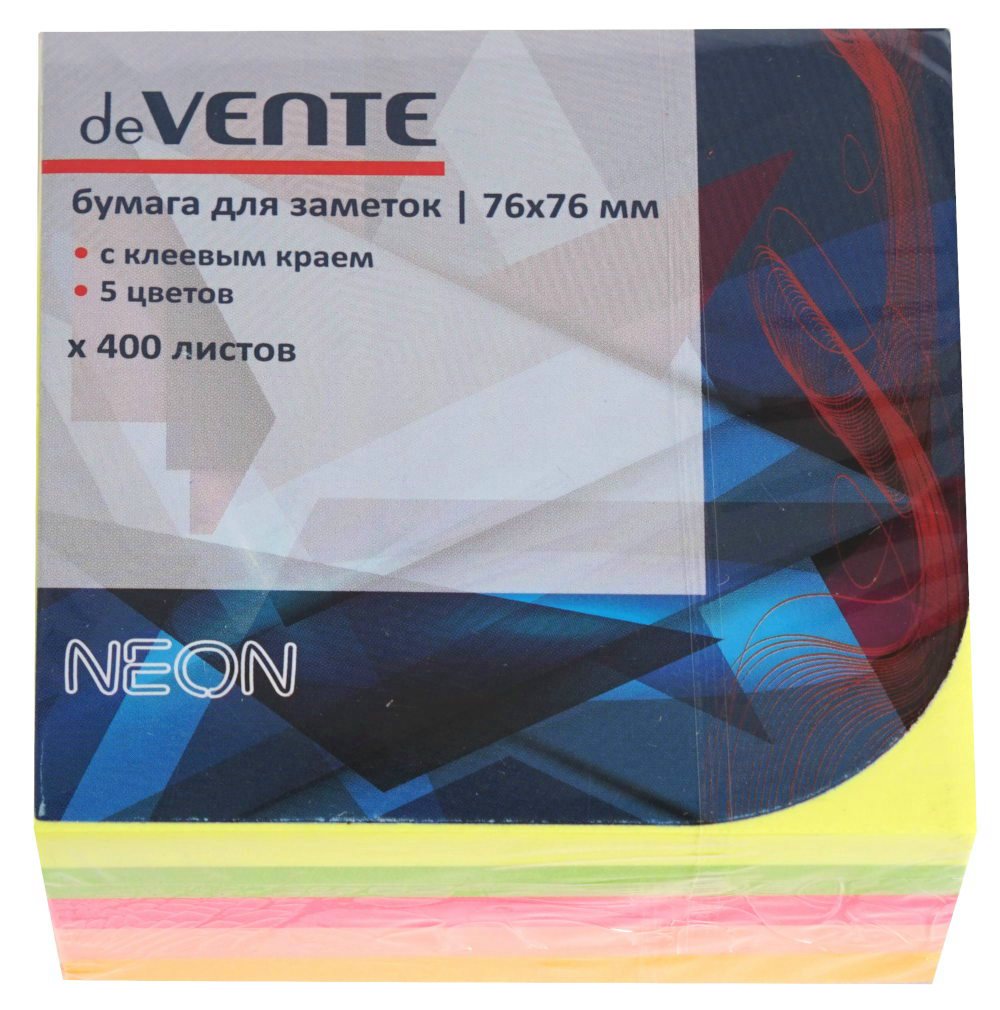 

Блок клейкий 76х76мм 400л 5цв неон deVENTE 2010342