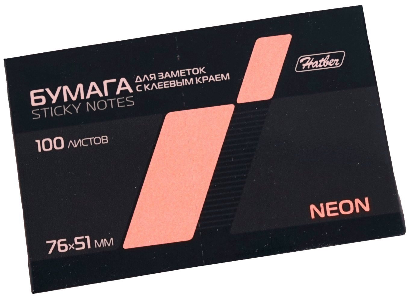 

Блок клейкий 76х51мм 100л неон розовый HATBER LS_51033