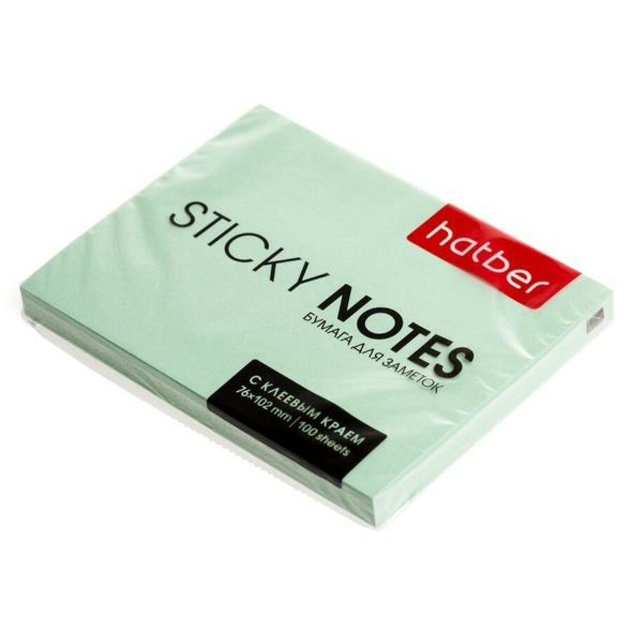 Блок клейкий 76х102мм 100л пастель зеленый HATBER LS_10207 63₽