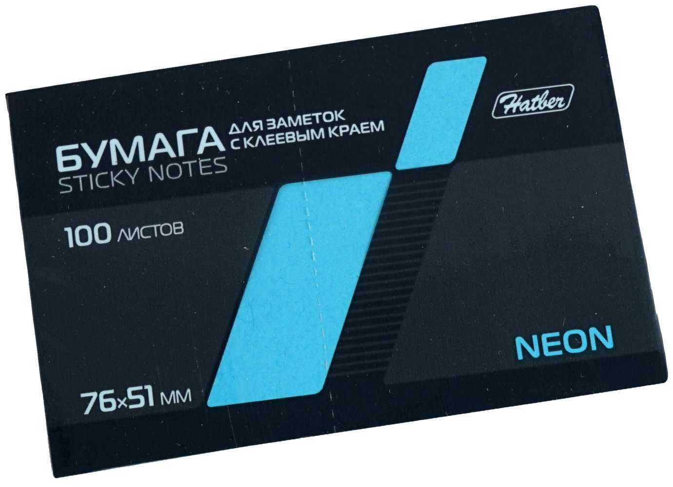 

Блок клейкий 76х51мм 100л неон голубой HATBER LS_51043