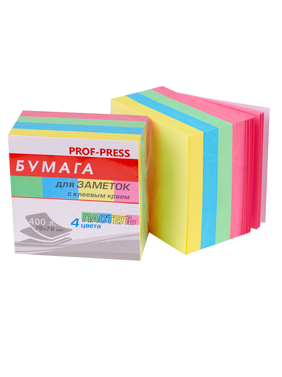 

Блок клейкий 76х76мм 100л 4 цвета PROF-PRESS ЗС-1563