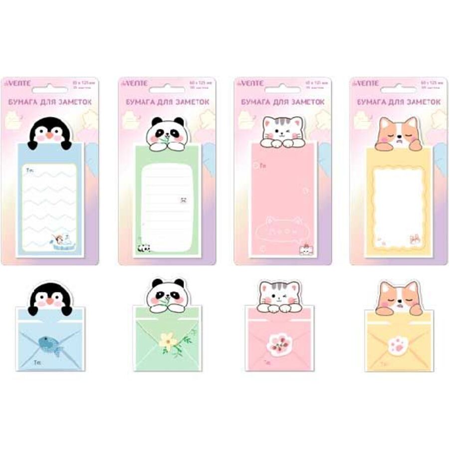 

Блок клейкий 56х123мм 20л Веселые звери ассорти deVENTE 2010215