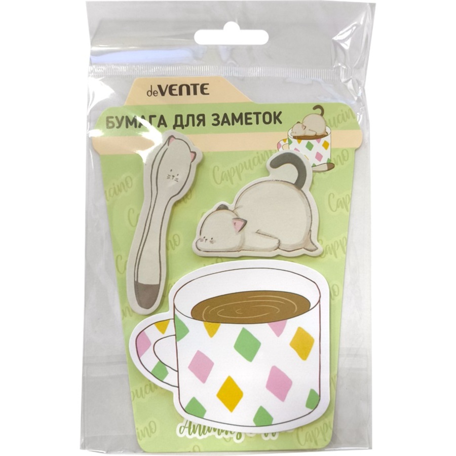 

Блок клейкий 80х68мм 72х23мм 54х35мм 20л 3шт Animals Coffee Cat deVENTE 2010414