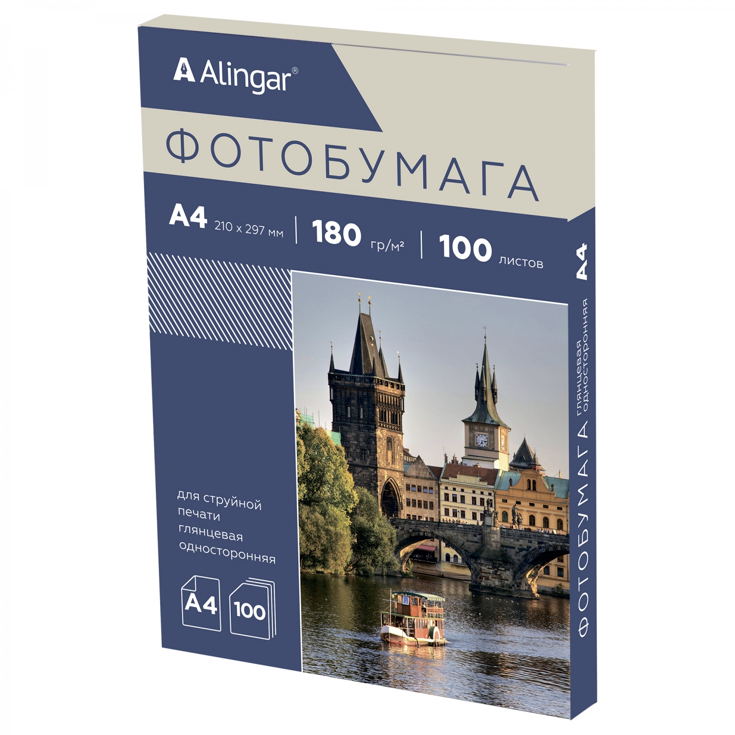 

Фотобумага для струйной печати А4 100л 180г/м2 глянцевая ALINGAR AL11091