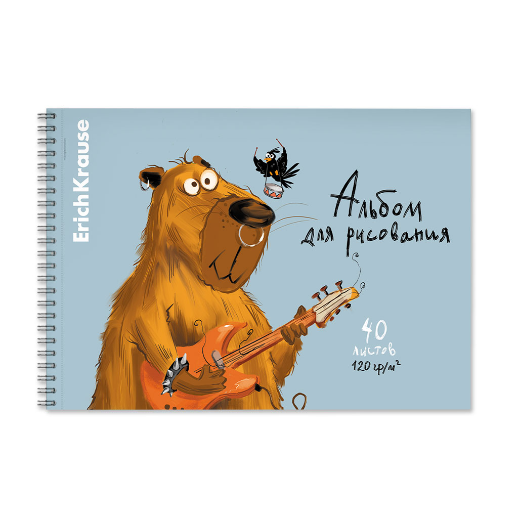 Альбом для рисования А4 40л спираль Happy Capy меловобл перфорация 120гм2 ERICH KRAUSE 61522 уни 122₽