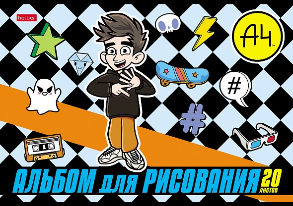 

Альбом для рисования А4 20л скрепка Влад А4 ассорти 100г/м2 HATBER 20А4В (уни)