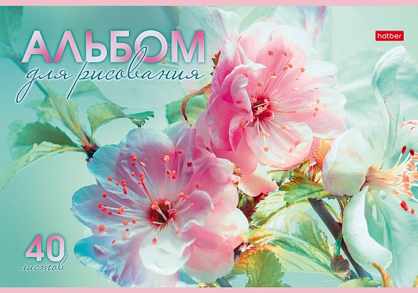 

Альбом для рисования А4 40л скрепка Грация цветов ассорти 100г/м2 HATBER 40А4В (жен)