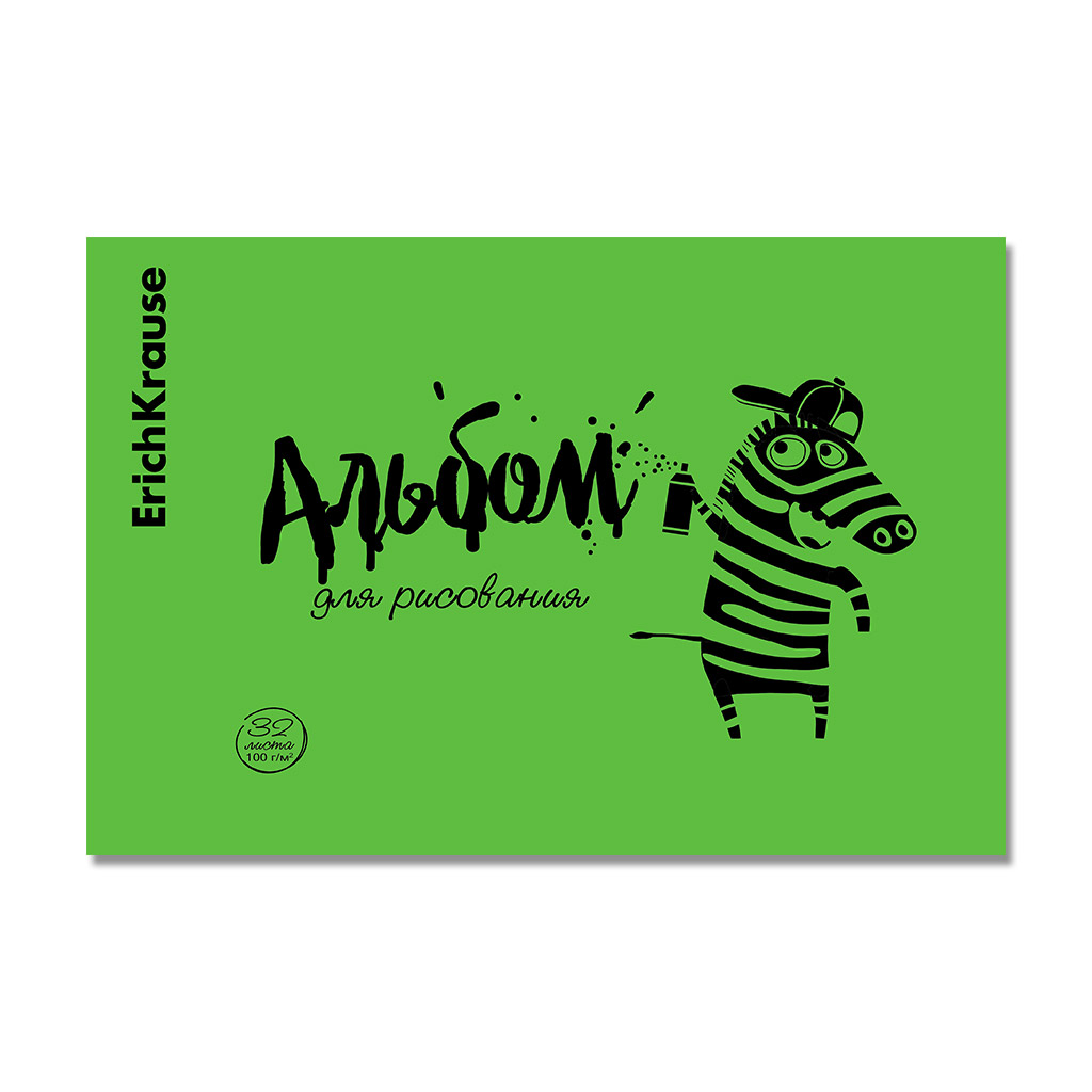 

Альбом для рисования А4 32л скрепка пласт.обл Zebra Neon зеленый 100г/м2 ERICH KRAUSE 63611 (уни)