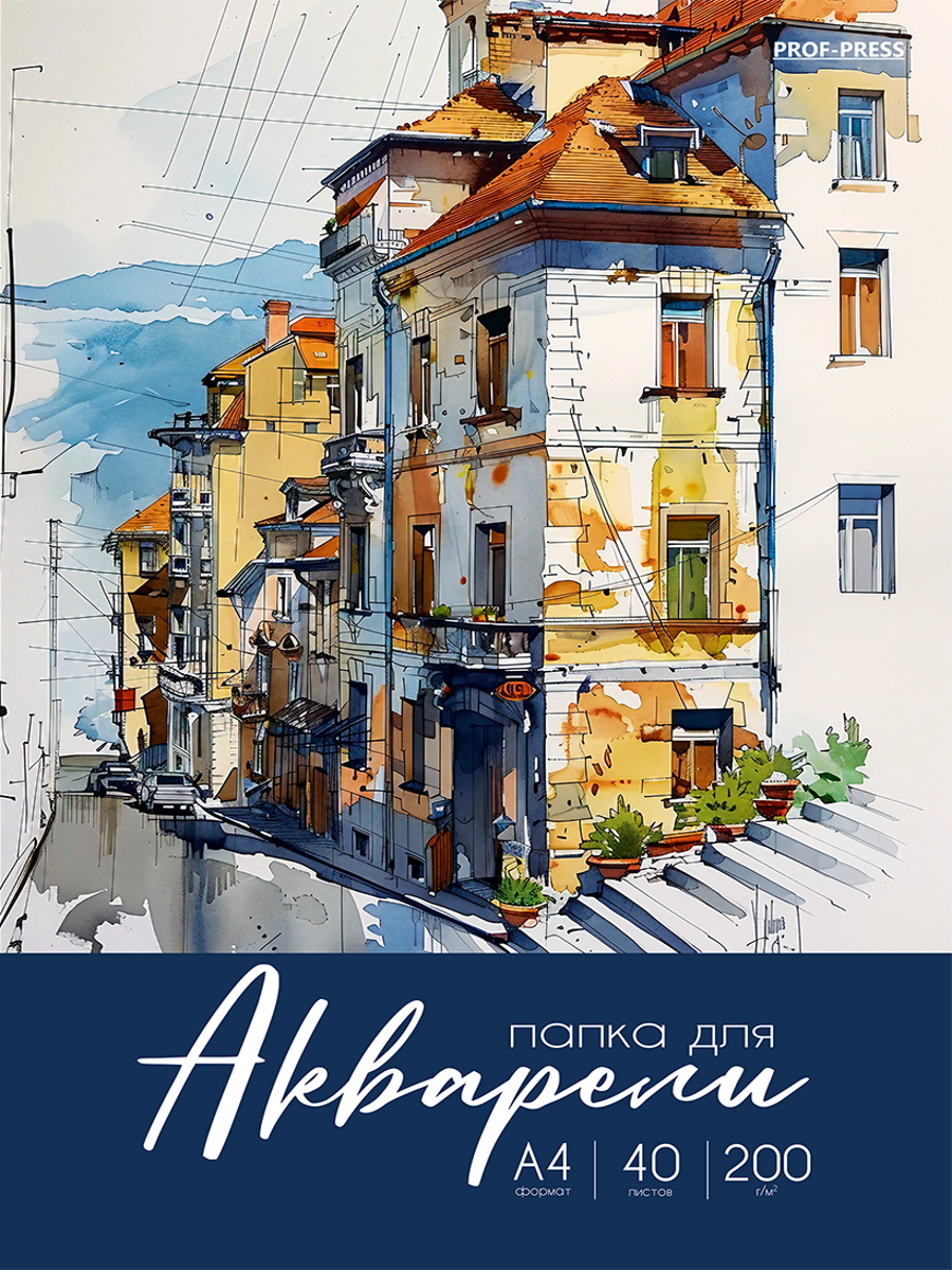 

Папка для рисования акварелью А4 40л Разнообразная акварель-6 200г/м2 PROF-PRESS 40-2248