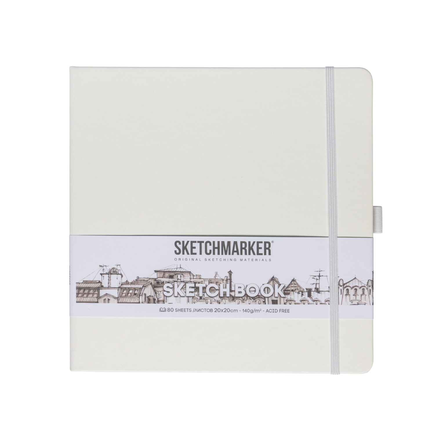 

Скетчбук 200х200мм 80л нить тв.обл. Белый 140г/м2 Sketchmarker 2314106SM
