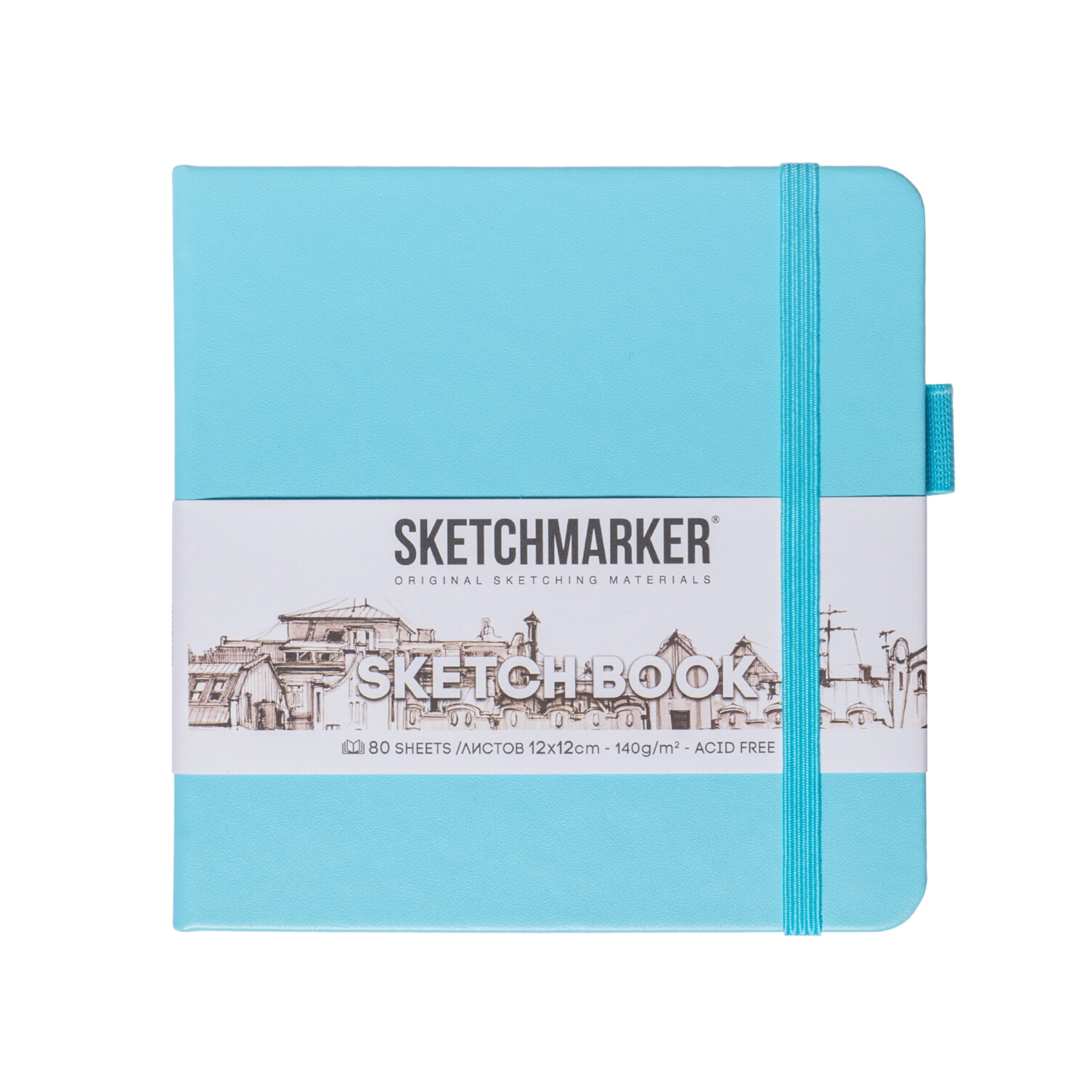 

Скетчбук 120х120мм 80л нить тв.обл. Небесно-голубой 140г/м2 Sketchmarker 23142972SM
