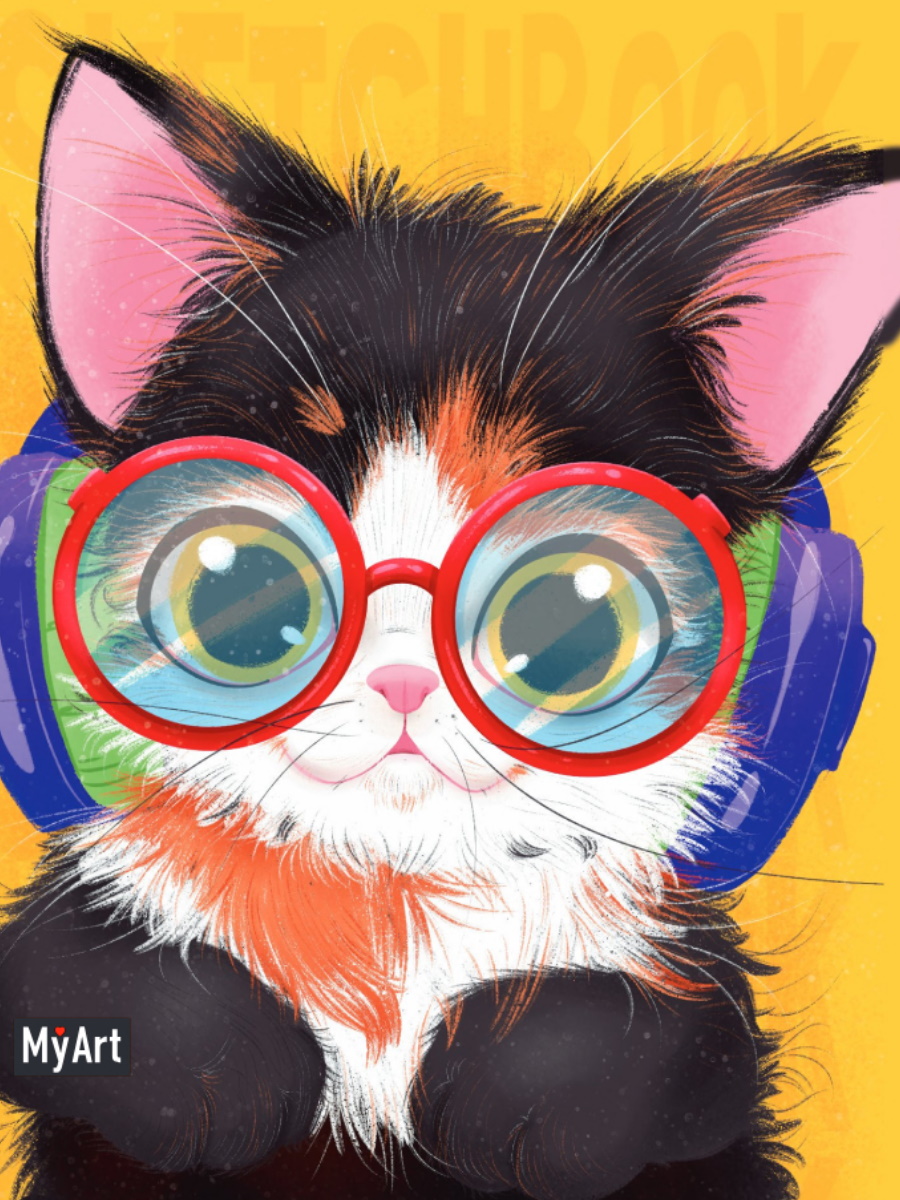

Скетчбук А6 80л склейка мягк.обл. MyArt MeowBook Стильный меломан 100г/м2 ПРОФ-ПРЕСС СБ80-7514