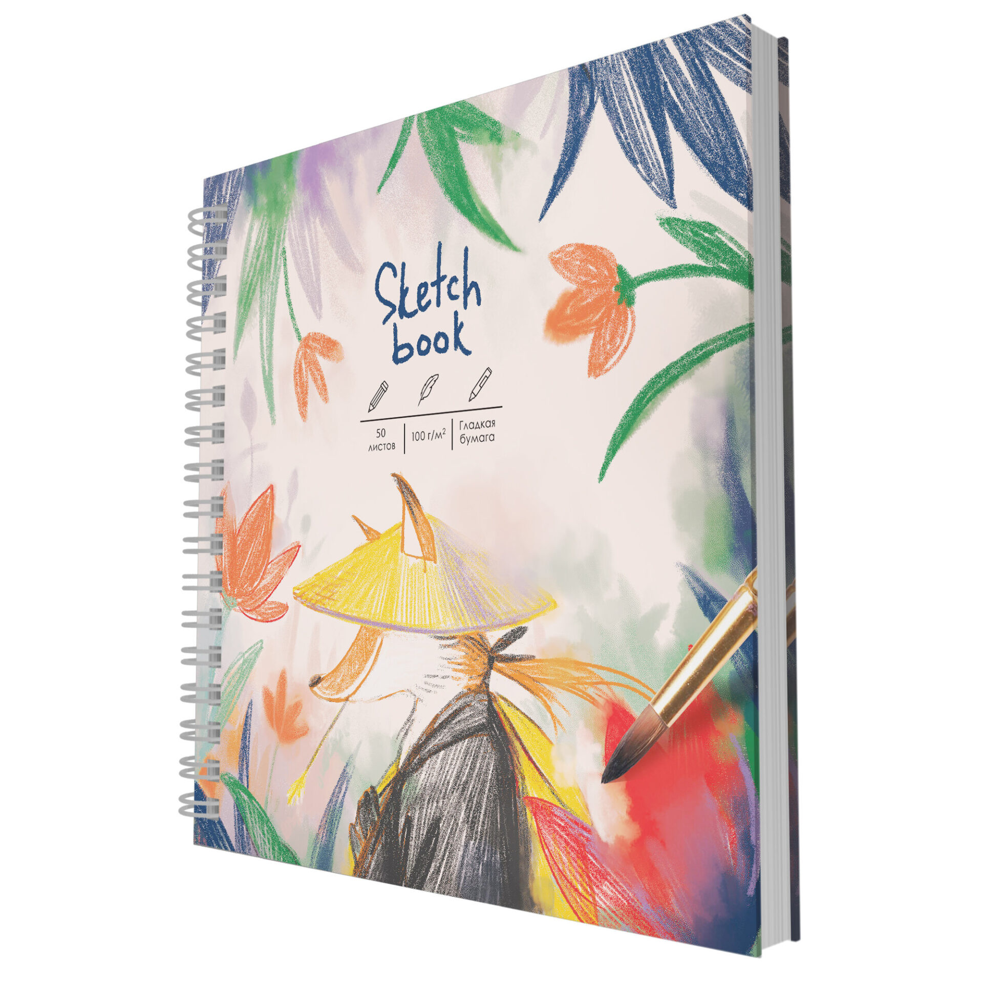 

Скетчбук 165х165мм 50л гребень тв.обл. Таинственный лис 100г/м2 Listoff ТС505447