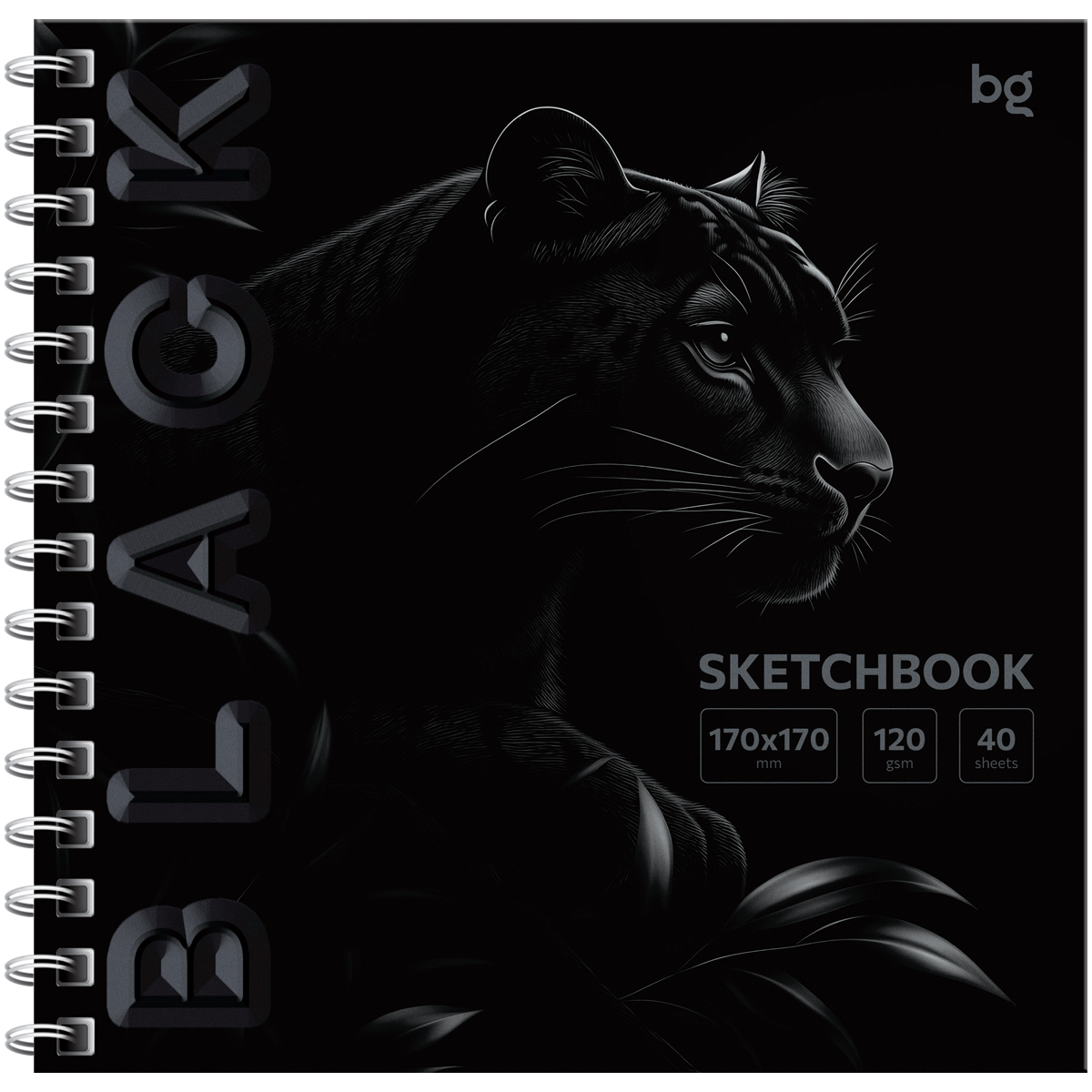 

Скетчбук 170х170мм 40л гребень тв.обл. Black Tiger 120г/м2 BG Скв40гр_64601
