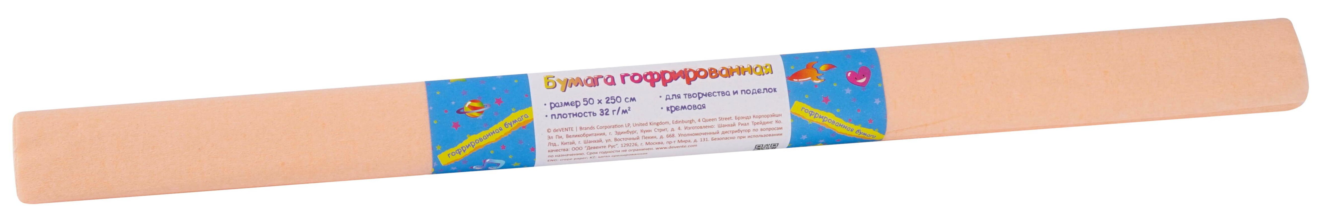 

Бумага креповая 50х250см 1цв 32г/м2 в рулоне кремовый deVENTE 8040801