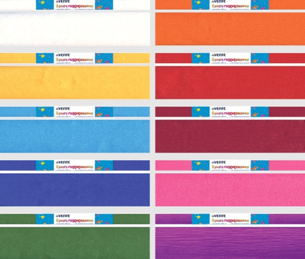 Бумага креповая 50х250см 10цв 32гм2 в рулоне набор 10шт ассорти ATTOMEX 8040737 317₽