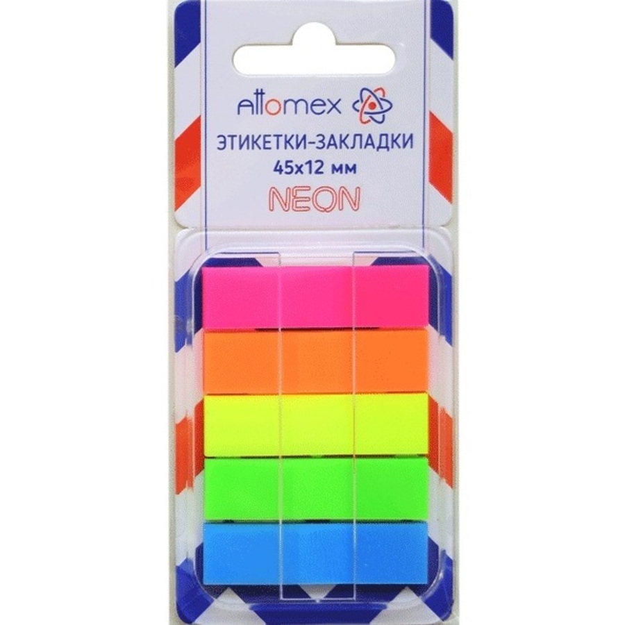 

Закладки с липким краем пластик 12x45мм 30л 5цв Z-сложение в диспенсере ATTOMEX 2011203
