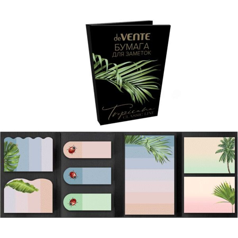 Закладки с липким краем бумага 65x100мм 20л 8цв Tropicana ассорти форм deVENTE 2010219 98₽