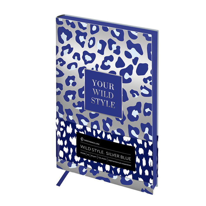 

Ежедневник А5 136л недатир. интег.обл. Vision Wild style Silver blue кожзам GREENWICH LINE ENA5-30176